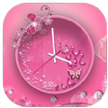 Pink Butterfly Clock壁纸